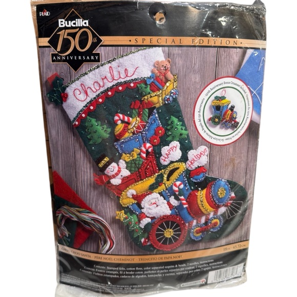Bucilla Choo Choo Santa Felt Christmas Stocking Kit 150th Ann. Special Edition - Picture 6 of 6